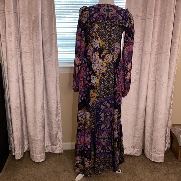 NWT Free People maxi BOHO FLORAL Dress Pink / purple  Size XSMALL - Picture 6 of 8
